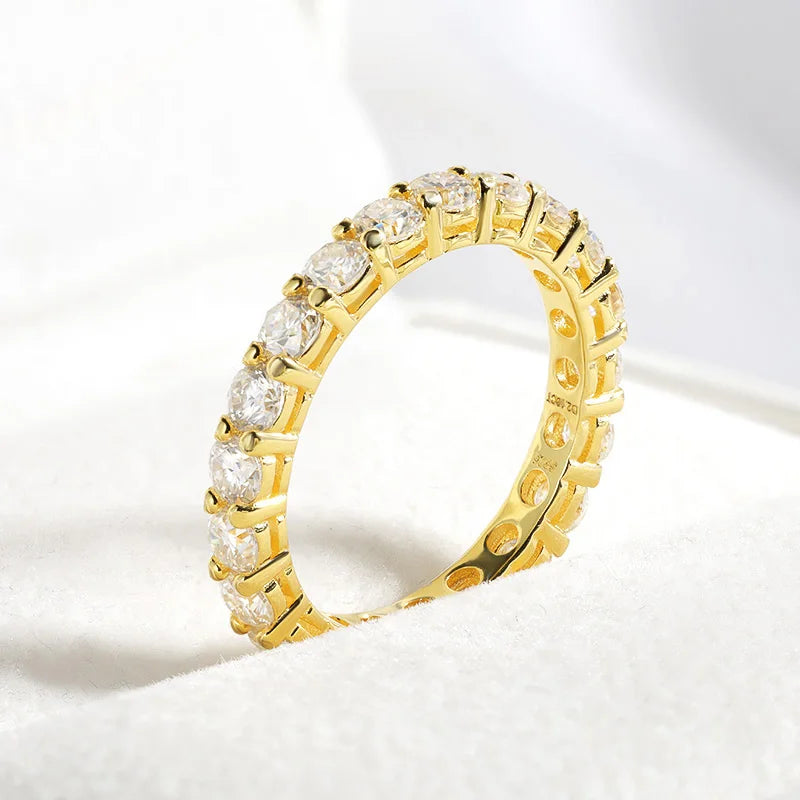 18K Gold-Plated Moissanite Eternity Band Ring