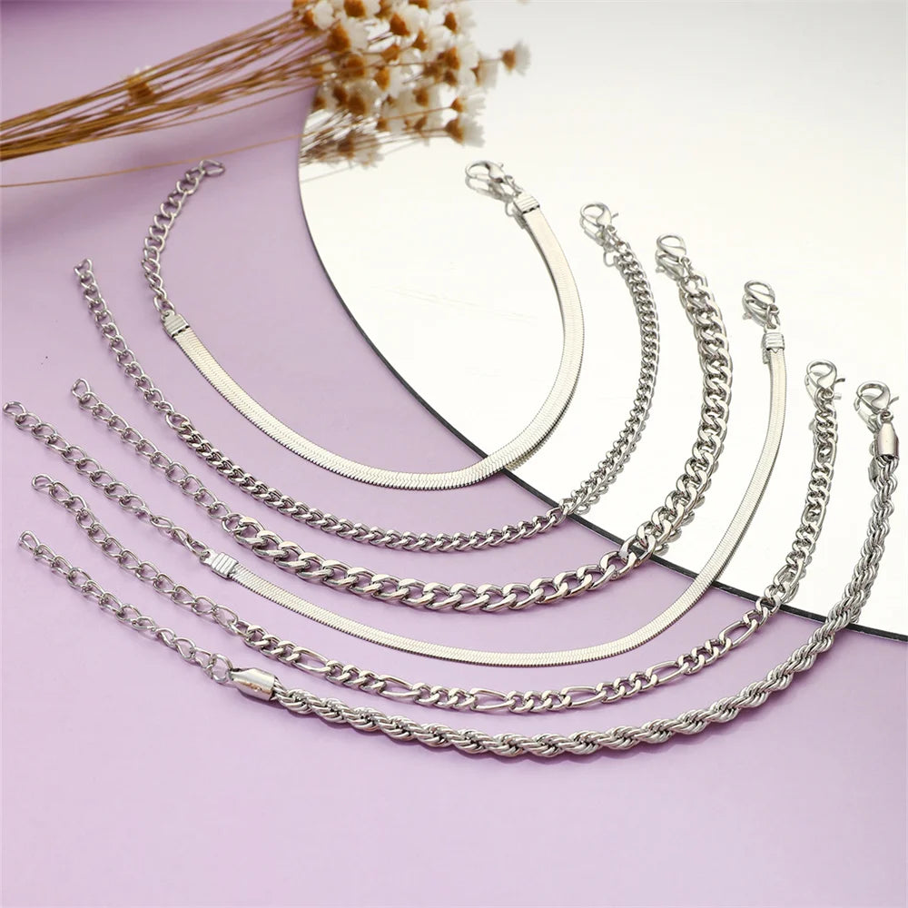 6-Piece Punk Twist & Hollow Chain Bracelet Set