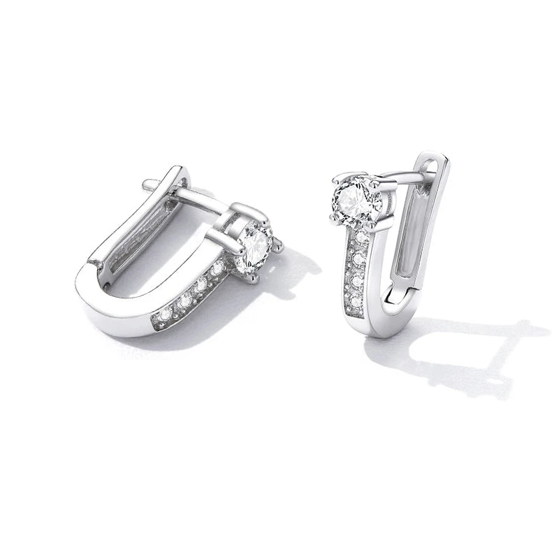 Elegant 925 Sterling Silver Crystal Hoop Earrings for Women