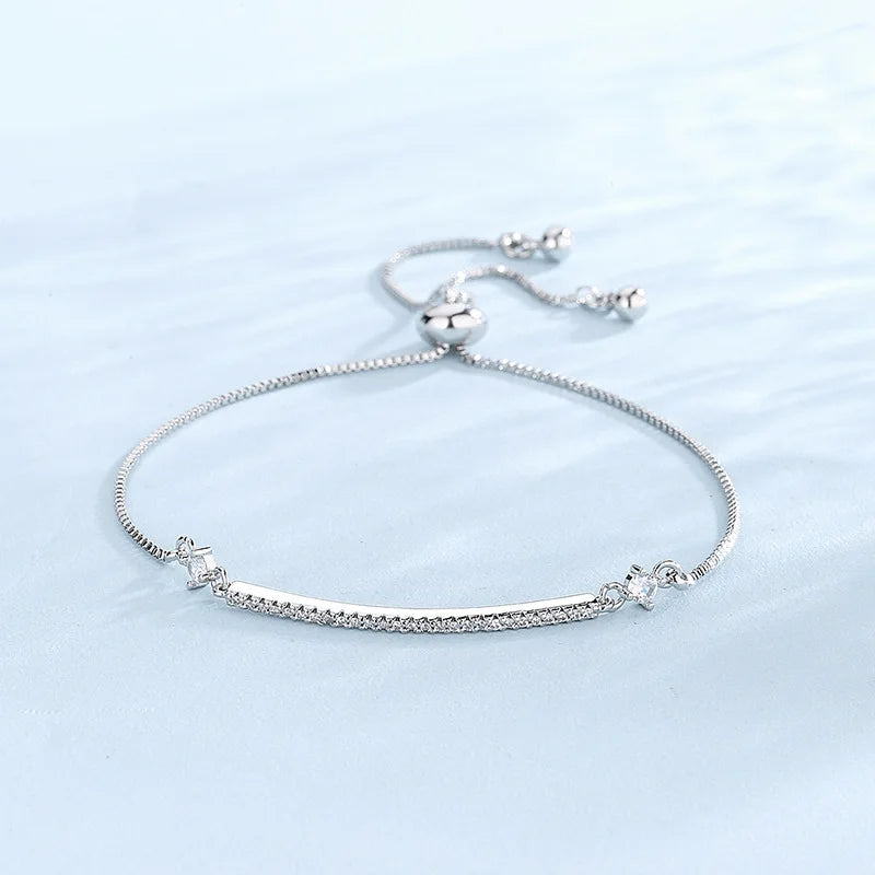 Adjustable 925 Sterling Silver Zircon Bracelet