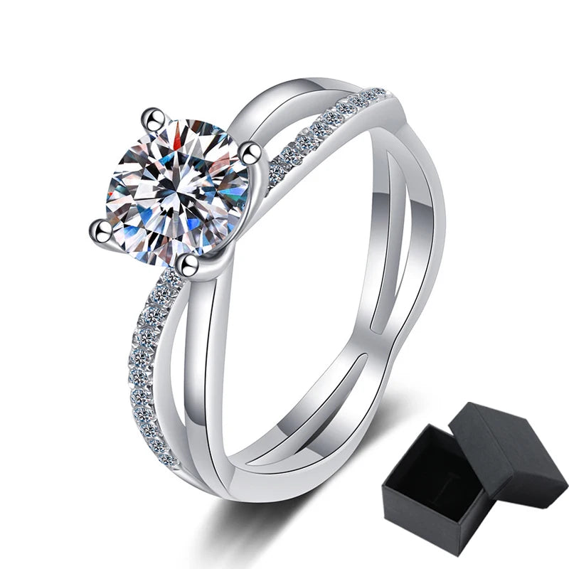 2CT Moissanite Solitaire Ring w/ Elegant Criss Cross Design