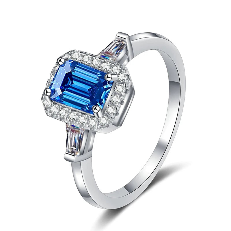 1CT Emerald Cut Moissanite Ring for Women