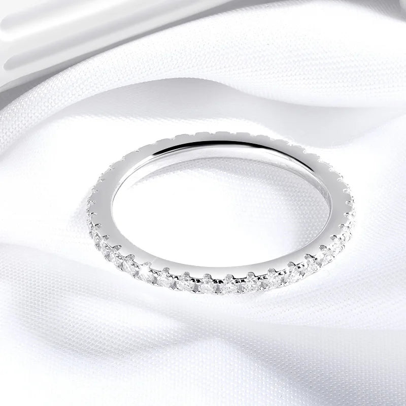 18K White Gold-Plated Full Eternity Moissanite Ring