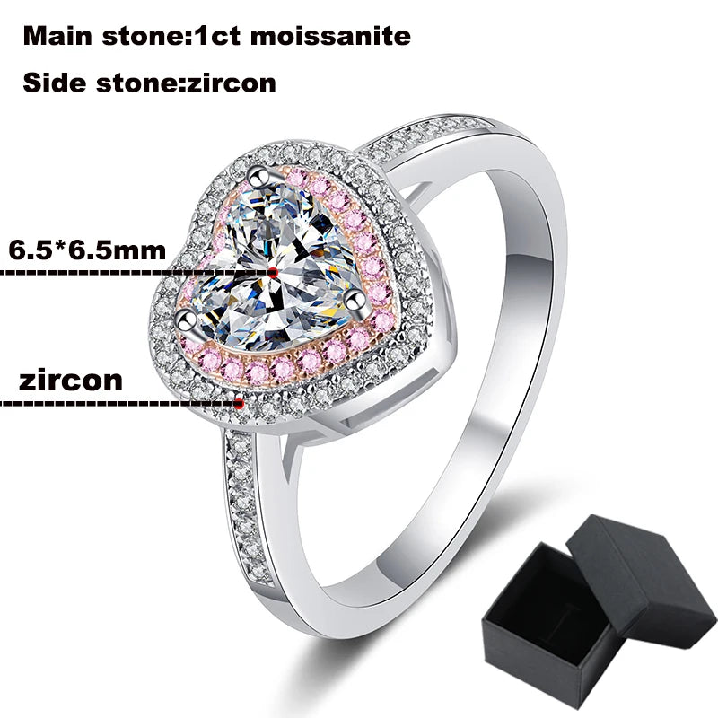 1CT Heart-Cut Pink Moissanite Wedding Ring