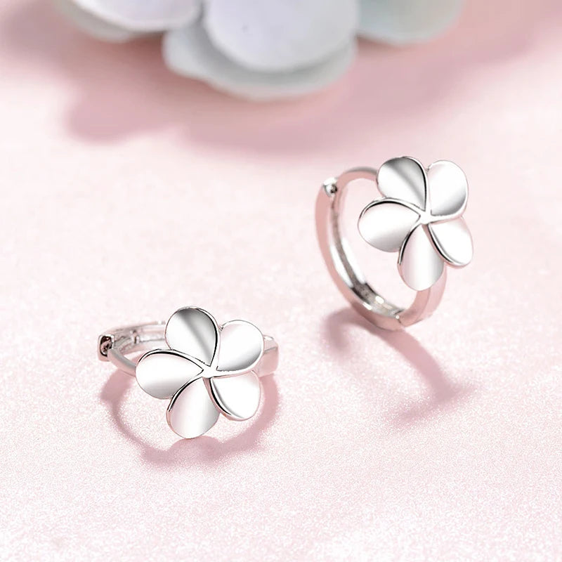 925 Sterling Silver Floral Hoop Earrings