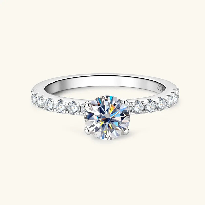 0.8CT Moissanite Diamond Ring, Sterling Silver Band