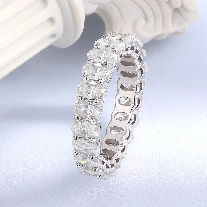 2.5/6.6CTW Oval Moissanite Wedding Eternity Band