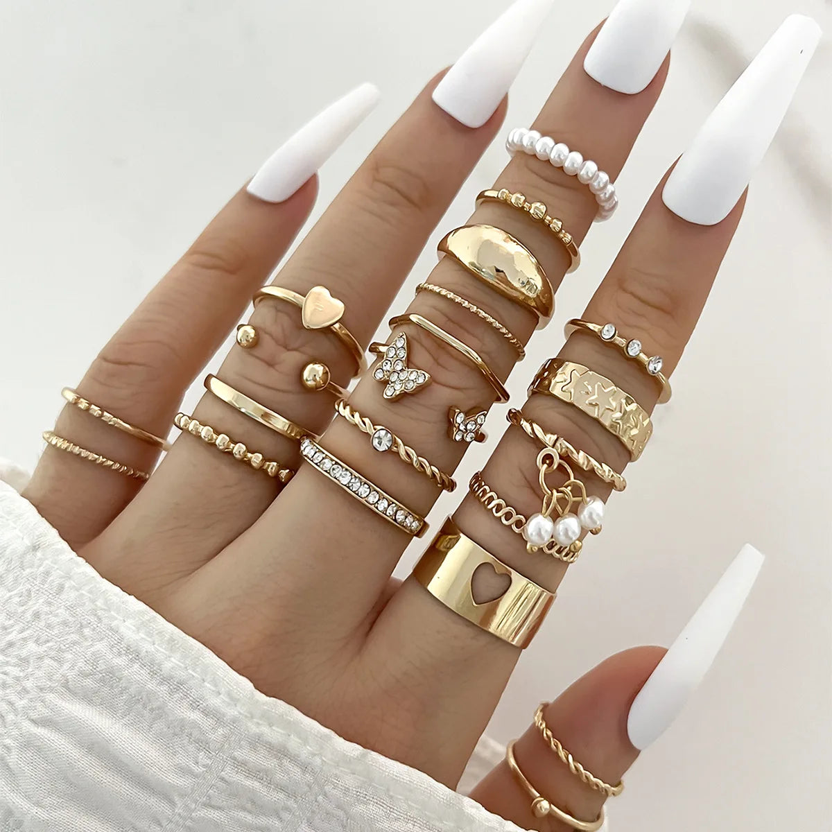 Bohemian Sun, Moon & Cross Knuckle Ring Set