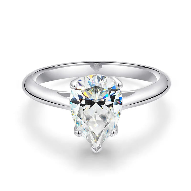 2ct Pear Cut Moissanite Solitaire Ring