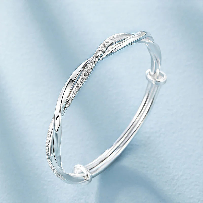 925 Sterling Silver Möbius Cuff Bracelet for Women