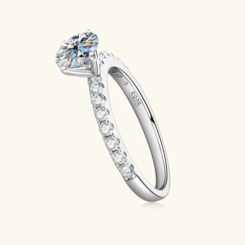 0.8CT Moissanite Diamond Ring, Sterling Silver Band