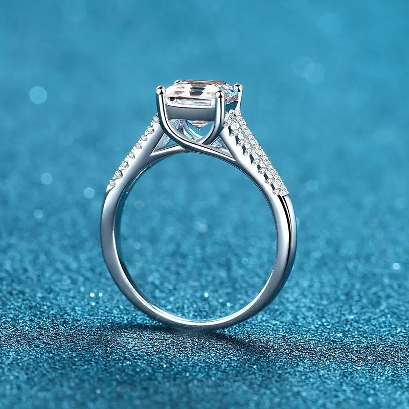 2 Carat Asscher Cut Moissanite Engagement Ring