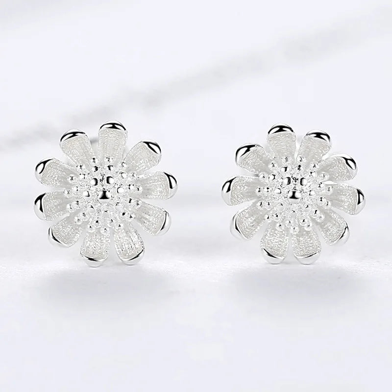 925 Sterling Silver Vintage Flower Stud Earrings