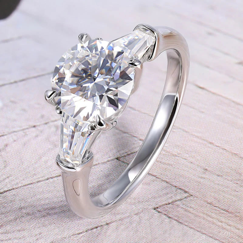 18K White Gold-Plated 2.8CT Moissanite Halo Ring