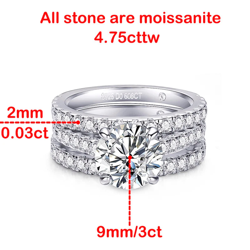 4.75CT Moissanite Bridal Ring Set