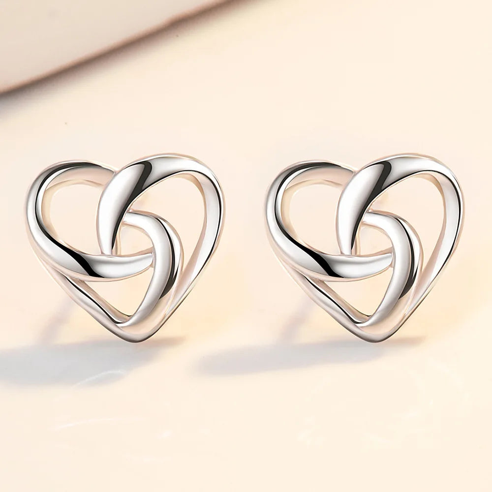 925 Sterling Silver Hollow Cross Heart Earrings