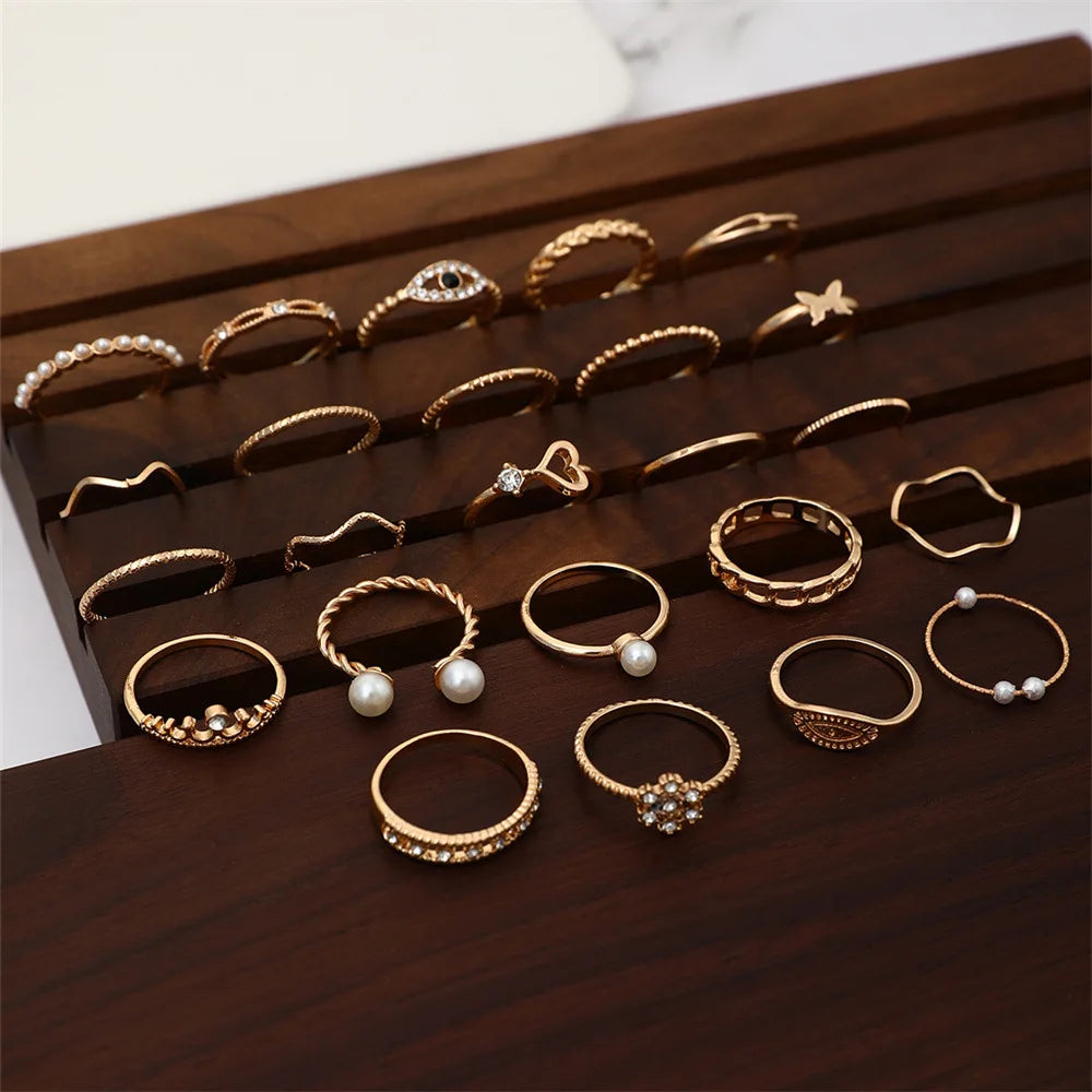 24-Piece Boho Geometric Knuckle Ring Set