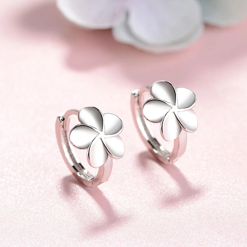 925 Sterling Silver Floral Hoop Earrings