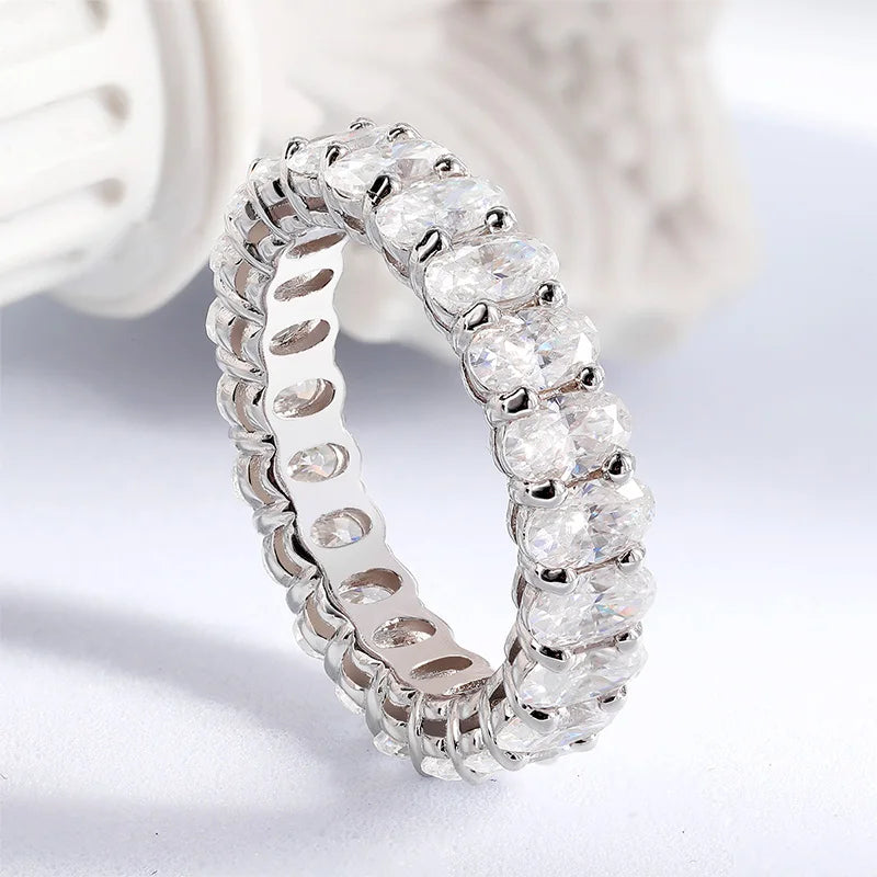 2.5/6.6CTW Oval Moissanite Wedding Eternity Band