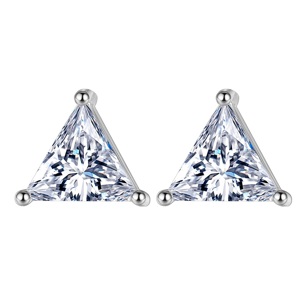 925 Sterling Silver Triangle Crystal Stud Earrings