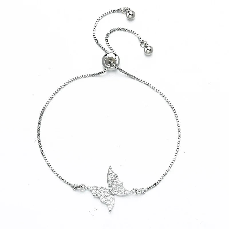 925 Sterling Silver Butterfly Crystal Bracelet