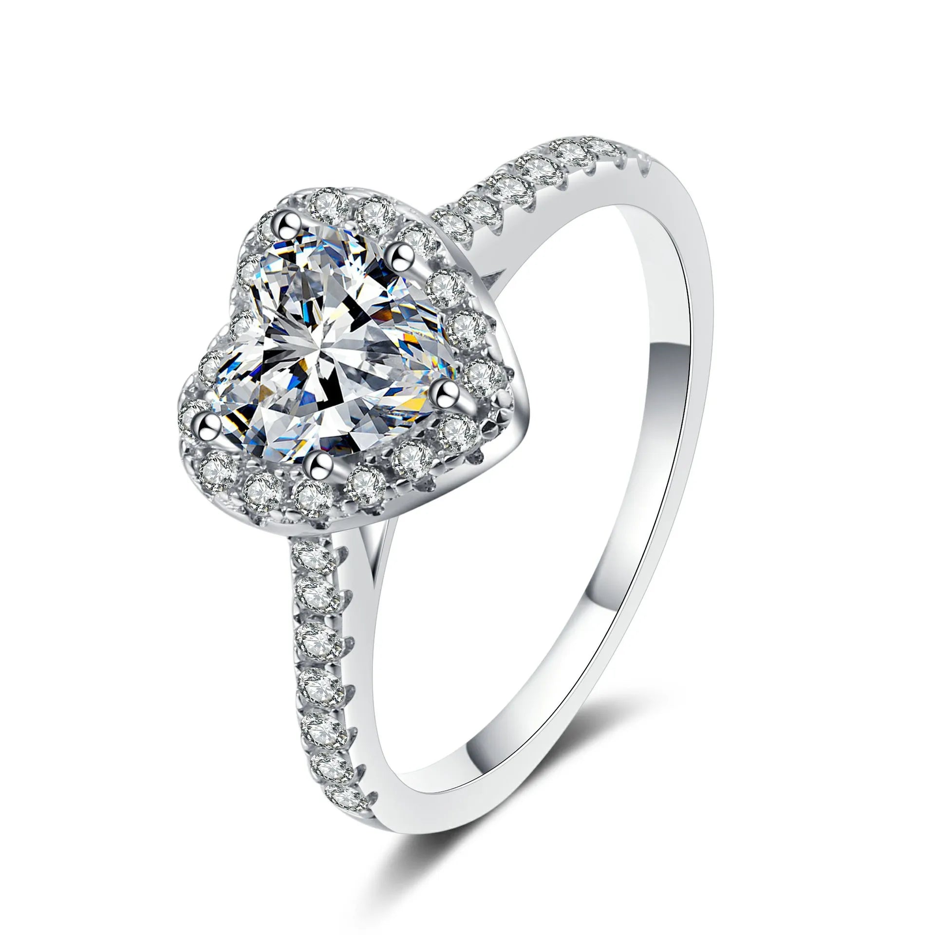 1CT VVS Heart-Cut Moissanite Bridal Ring