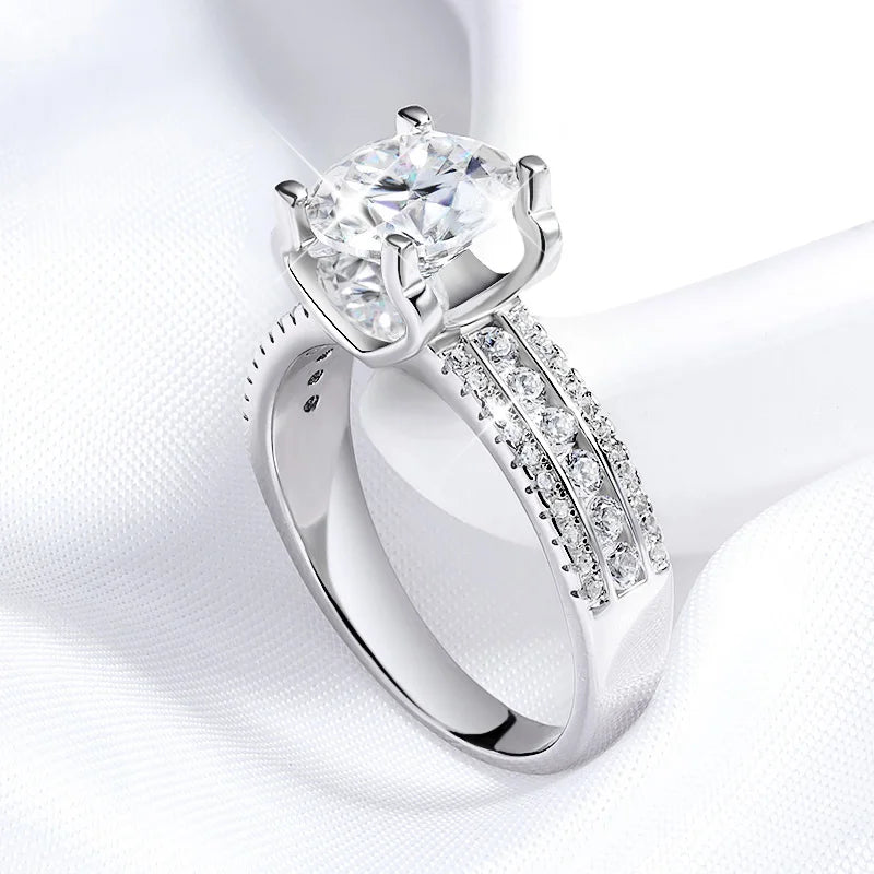 2CT, 3CT, 5CT Moissanite Wedding Ring w/ Classic Band