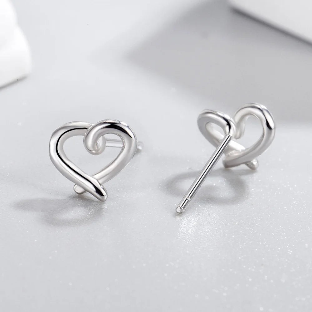 925 Sterling Silver Heart Stud Earrings