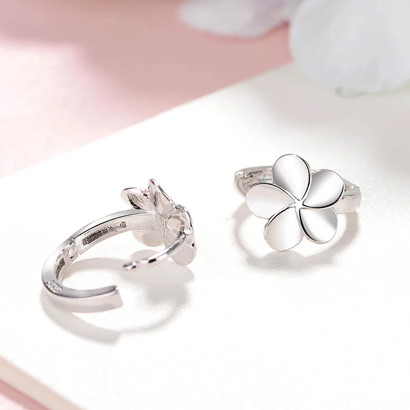 925 Sterling Silver Floral Hoop Earrings