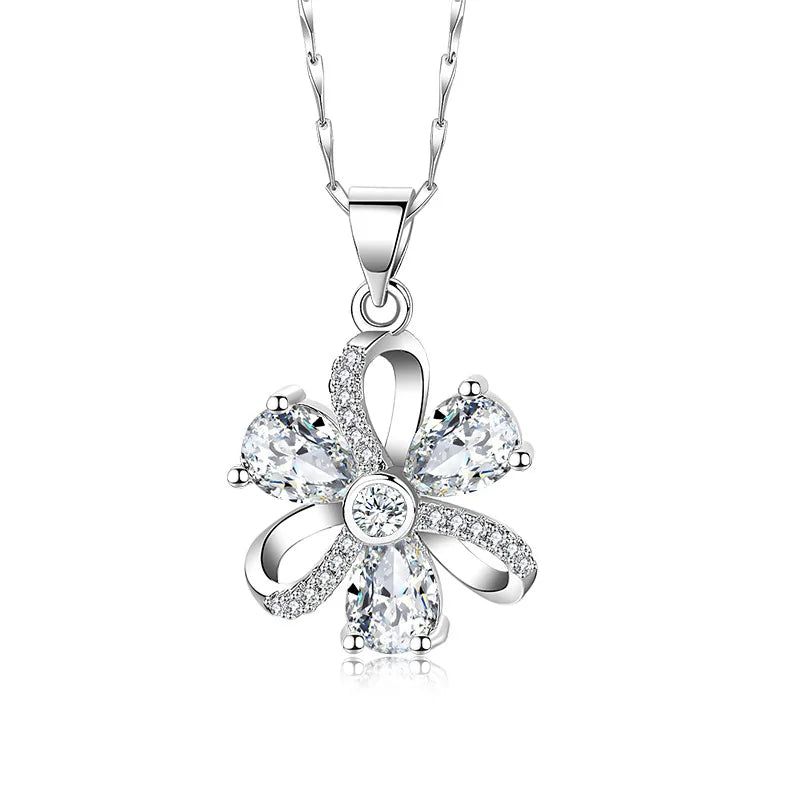 S925 Zircon Flower Pendant Necklace