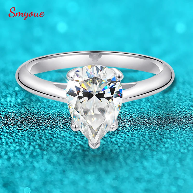 2ct Pear Cut Moissanite Solitaire Ring