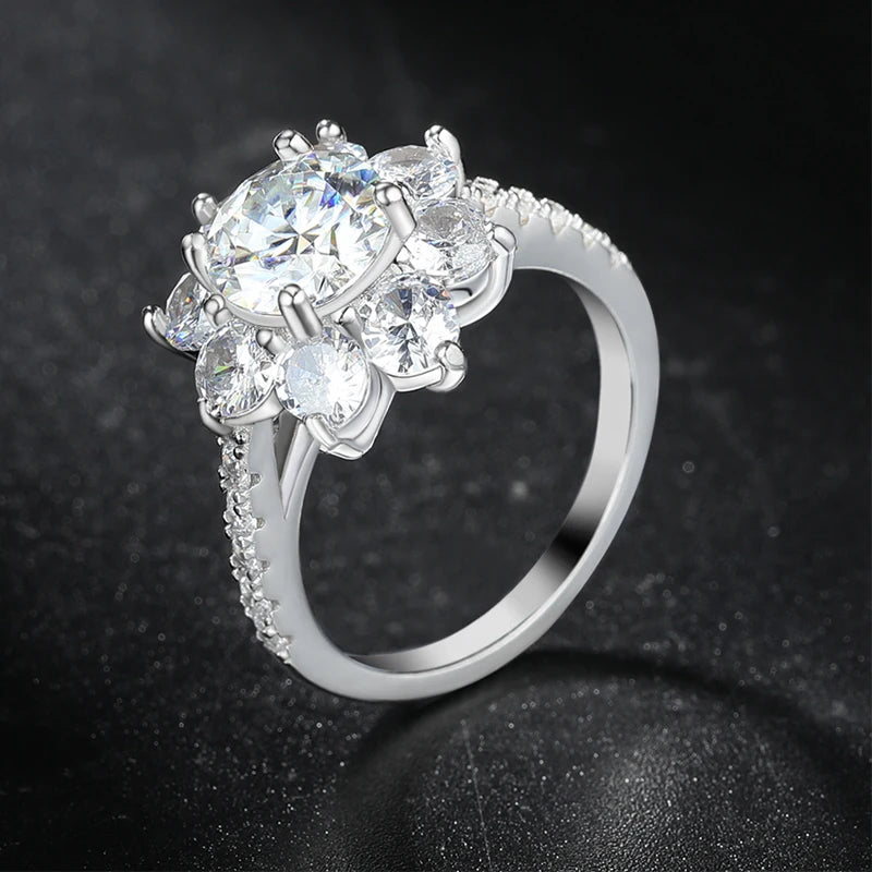 1CT/2CT Moissanite Sunflower Engagement Ring