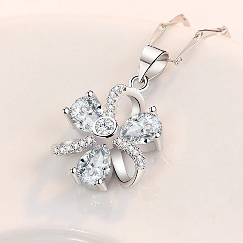 S925 Zircon Flower Pendant Necklace