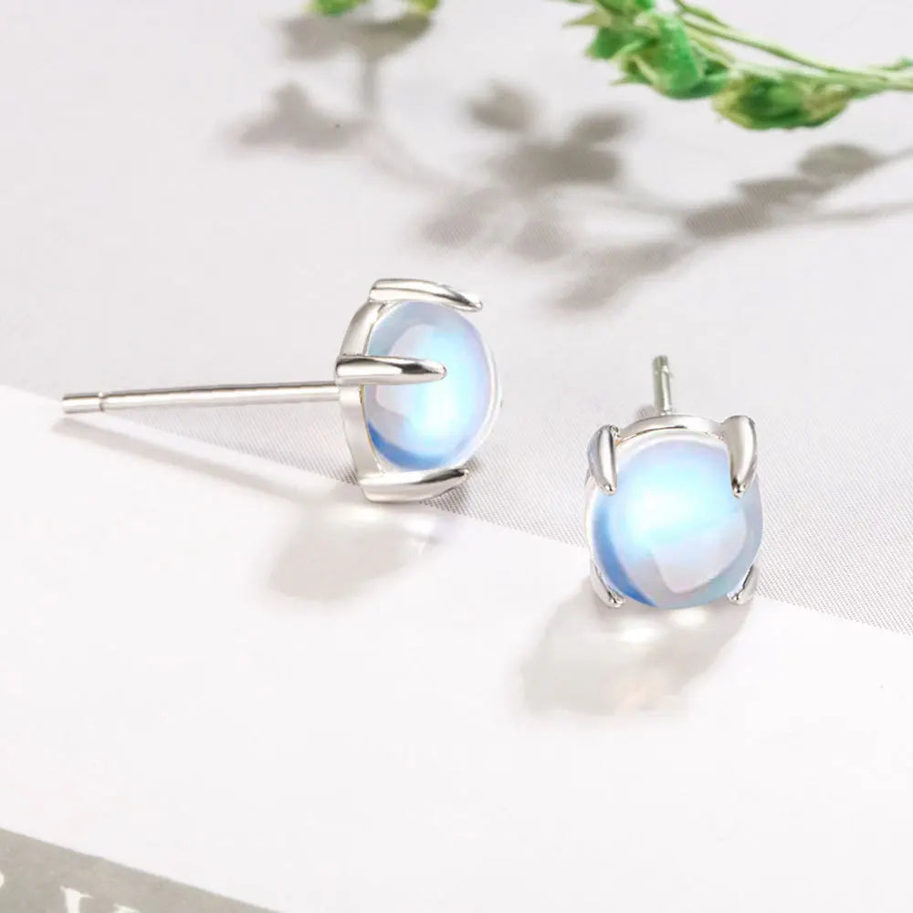 925 Sterling Silver Opal Crystal Stud Earrings