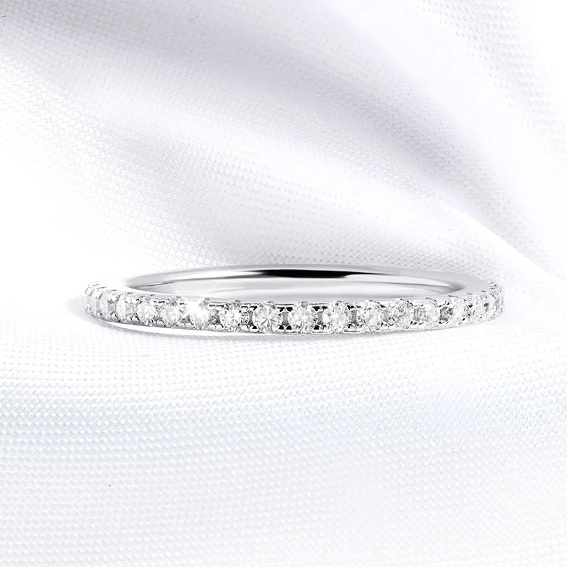 18K White Gold-Plated Full Eternity Moissanite Ring