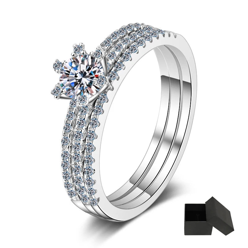 1CT D Color Moissanite Bridal Ring Set