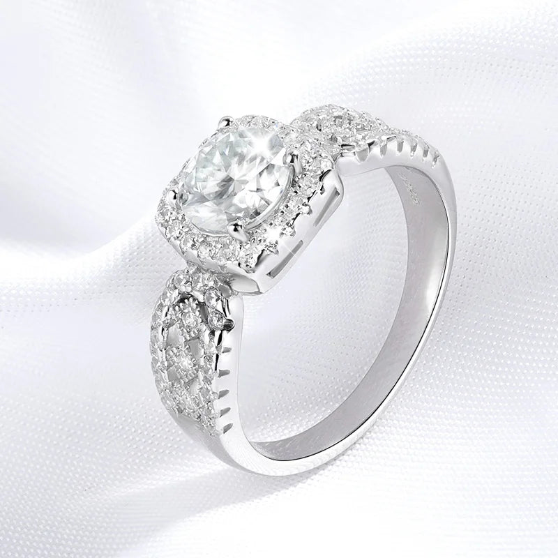 1CT Moissanite Wedding Ring in Sterling Silver