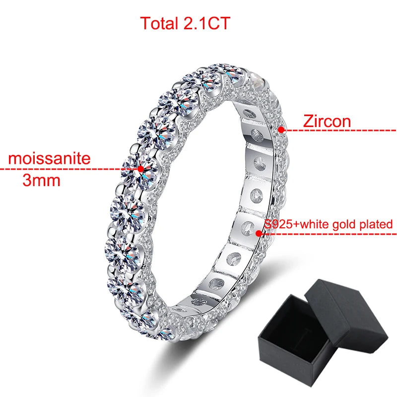 2.1CT White Gold Moissanite Eternity Band