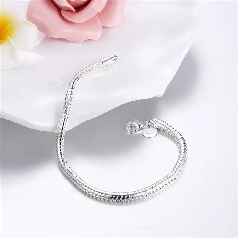 925 Sterling Silver 3mm Snake Chain Bracelet