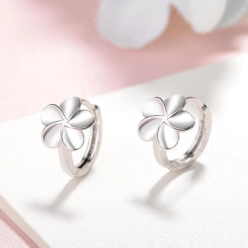 925 Sterling Silver Floral Hoop Earrings