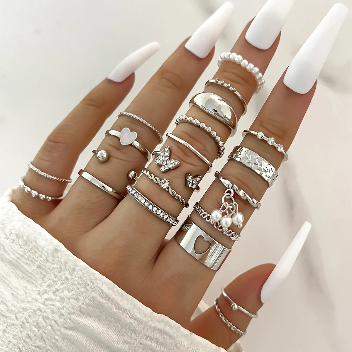 24-Piece Boho Geometric Knuckle Ring Set