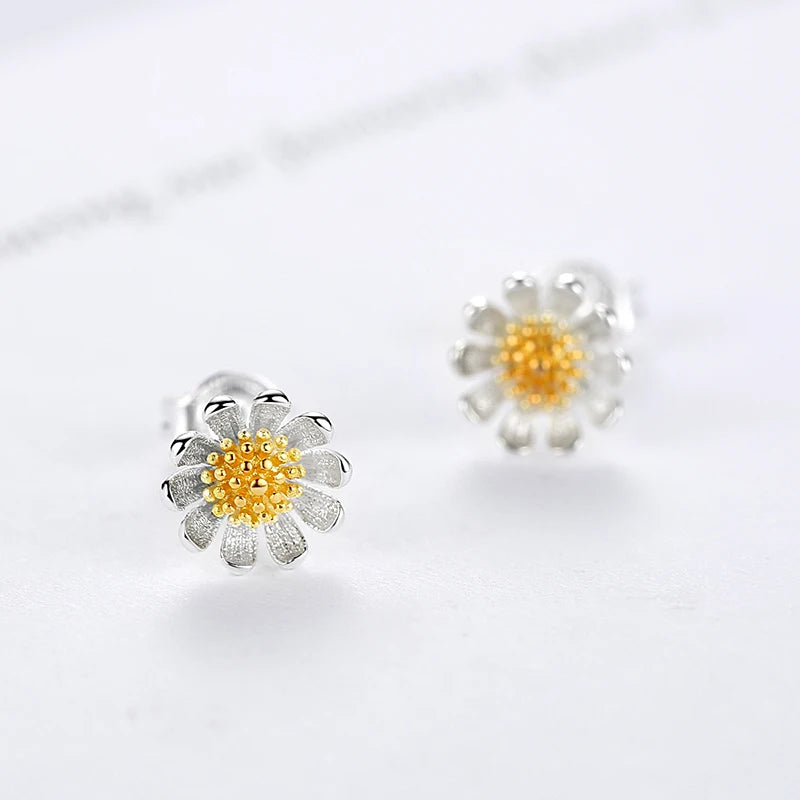 925 Sterling Silver Vintage Flower Stud Earrings