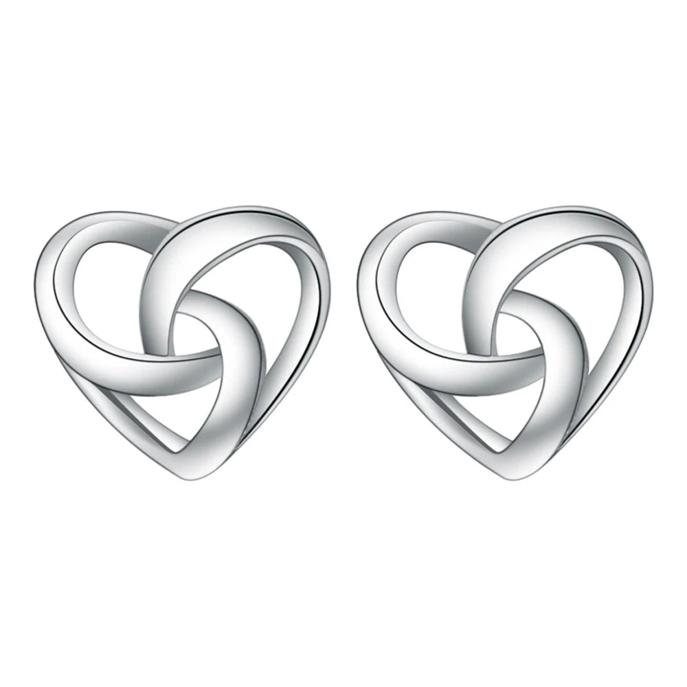 925 Sterling Silver Hollow Cross Heart Earrings