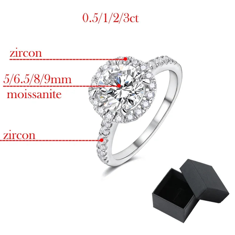 18k White Gold-Plated Moissanite Wedding Ring