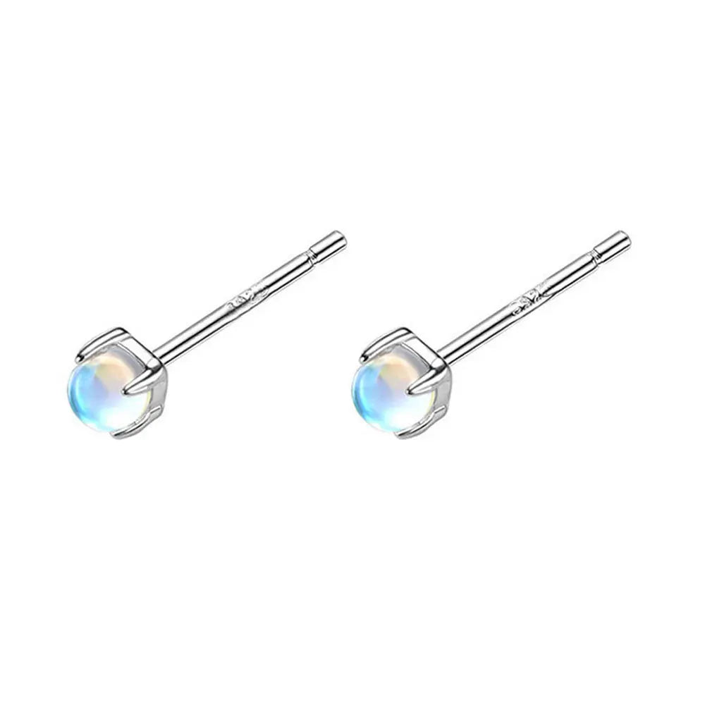 925 Sterling Silver Opal Crystal Stud Earrings