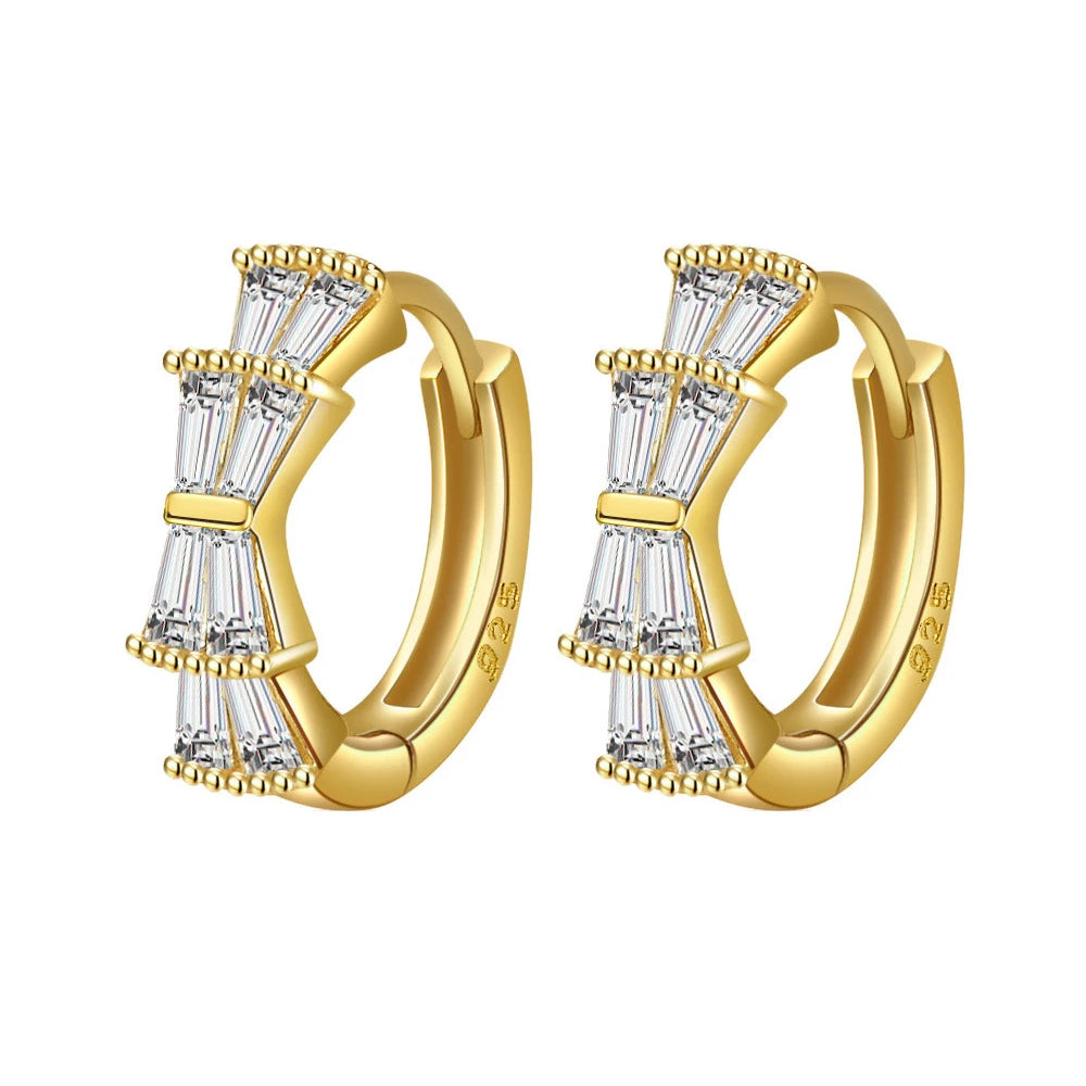 925 Sterling Silver Crystal Hoop Earrings