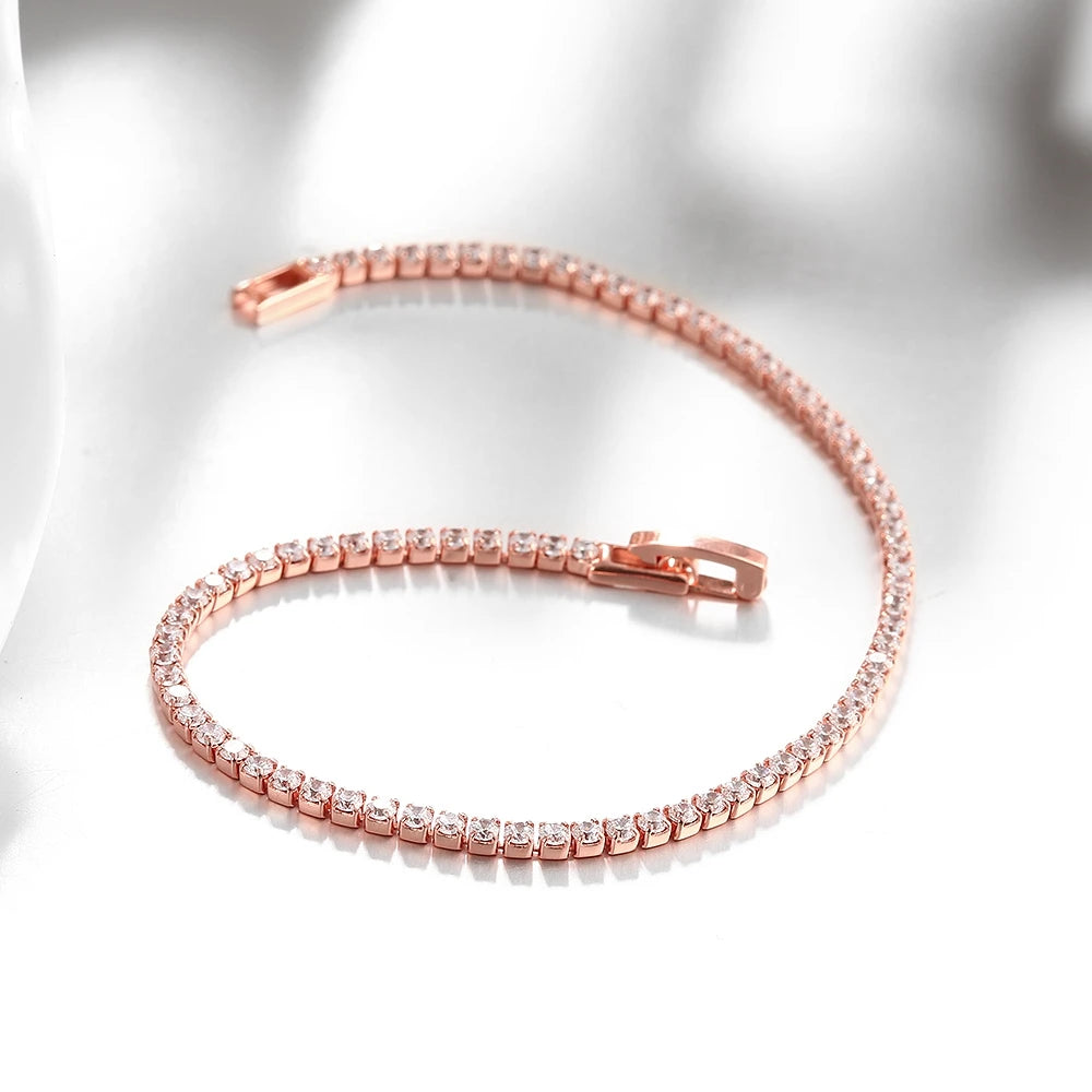 Classic Rose Gold Zircon Tennis Bracelet