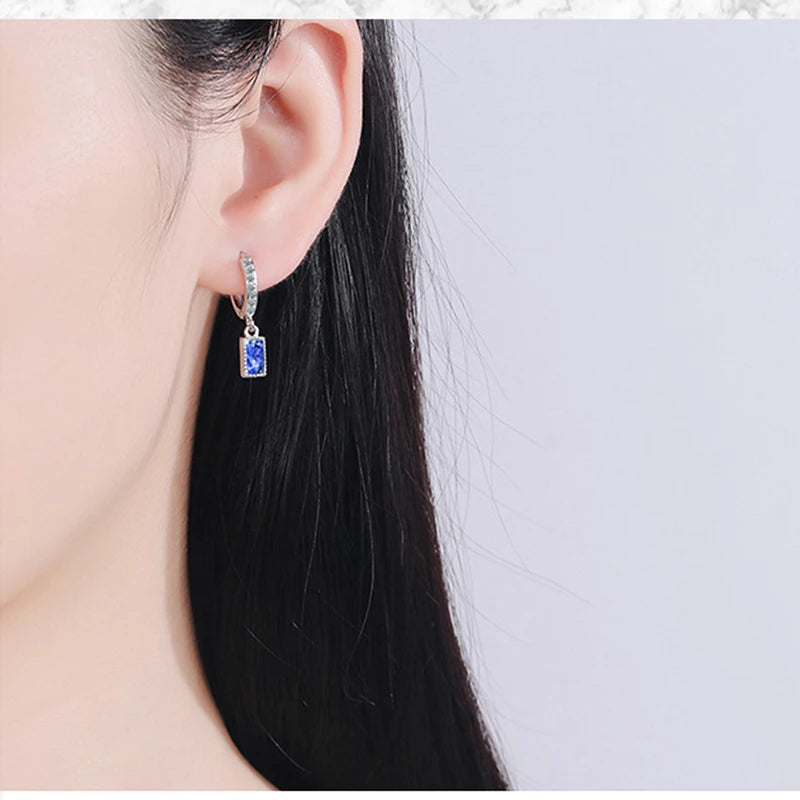 Sterling Silver Blue Crystal Earrings