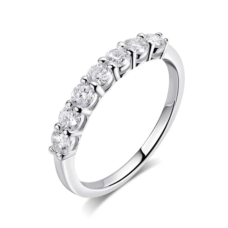 0.7CT Moissanite Wedding Band, Stackable Silver Ring