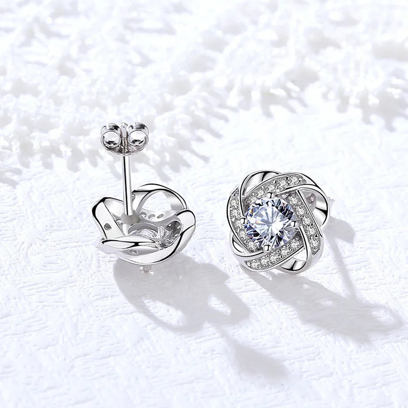 925 Sterling Silver Crystal Cross Stud Earrings